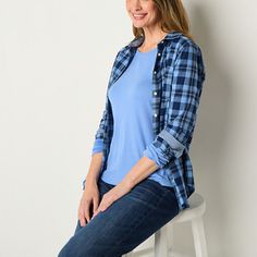 Upgrade your basics with this St. John's Bay women's long-sleeve t-shirt which pairs perfectly with jeans or skirts. It's made from ribbed cotton for a regular-fit and has a classic crew neckline.Features: EssentialsClosure Type: Pullover HeadFit: Regular FitNeckline: Crew NeckSleeve Length: Long SleeveApparel Length: 26 InchesFiber Content: 100% CottonFabric Description: RibCare: Tumble Dry, Machine WashMaterial: CottonCountry of Origin: Imported Blue T-shirt For Everyday Fall Wear, Blue Tops For Casual Gatherings In Fall, Blue Everyday T-shirt For Fall, Crew Neckline, Shirt Shop, Women Long Sleeve, Long Sleeve T Shirt, Shirts Tops, Long Sleeve Tshirt