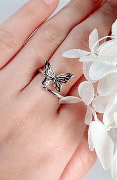 Butterfly adjustable ring in sterling silver Butterfly Rings Jewelry, Resizable Rings, Butterfly Rings, Butterfly Ring, Rings Jewelry, Elegant Ring, Jewelry Silver, Jewelry Lover, Adjustable Ring