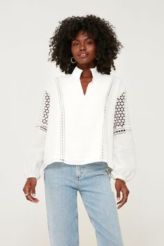 White Eyelet Jane Blouse Elsie Green, Beach Bonfire, Luxe Style, Blouse Sale, Lace Cutout, Plus And Minus, Chic Top, White Eyelet, On Repeat