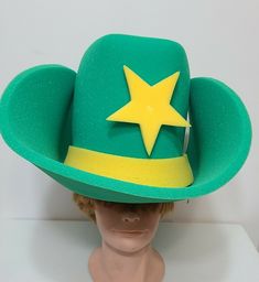 FOAM BIG LARGe COWBOY 30 GALLON WESTERN OVERSIZED COSTUME HAT  green  With yellow  Condition is "New with tags". Shipped with USPS First class. If you need change of colors write me Adjustable Themed Green Hat, Adjustable Green Themed Hat, Adjustable Green Novelty Costume Hat, Adjustable Green Fun Costume Hats And Headpieces, Green Adjustable Fun Costume Hats And Headpieces, Green Adjustable Costume Hats And Headpieces, Need Change, Green Star, Cowboy Western