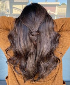 Light Chocolate Highlights with Shadow Roots Chocolate Brown Hair Ideas, Light Chocolate Brown Hair, Chocolate Brown Balayage, Chocolate Blonde, Chocolate Highlights, Shadow Roots, Brown Hair Ideas, Dark Chocolate Hair