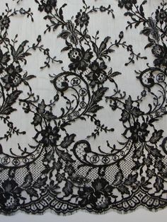 Lace Wallpaper, Types Of Lace, Calico Fabric, Olivia Black, Black Tulle, French Lace, Fabric Trim