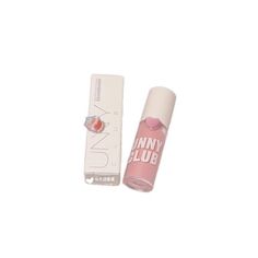 tiny club lip balm in pink with an empty tube next to it on a white background