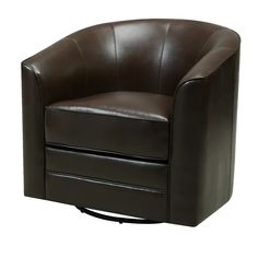 a brown leather chair on a white background