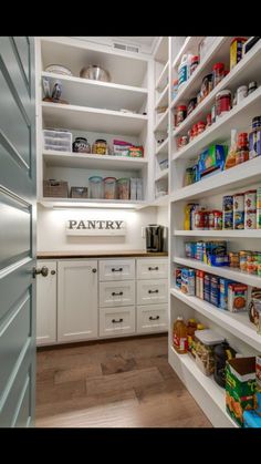 a pantry with lots of food in it