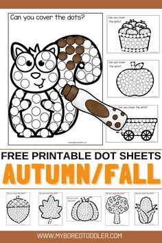 the printable autumn / fall worksheet for kids to learn how to draw and color