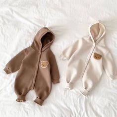 Bear Patch Hoodie Jumpsuit Hoodie Romper, Hoodie Jumpsuit, Patch Hoodie, Baby Dresses, Cozy Vibes, The Bear, Winter Sale, Teddy Bear, Jumpsuit