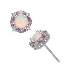 Sterling Silver Created Opal And Amethyst Earrings | Giorgio di Vicenza Lab Created Sterling Silver Created Opal And Amethyst Earrings Gold Ear Jacket, Amethyst Studs, Amethyst Earrings, White Earrings, Sterling Silver Studs, Sterling Silver Earrings Studs, Silver Earrings Studs, Silver Studs, Sterling Silver Earrings