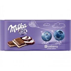 milk chocolate bar with blueberries and ice cream