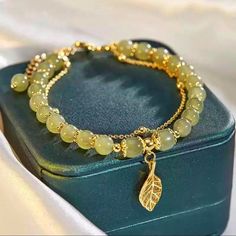 Beautifully Designed And Easy To Wear, This Bangle Is The Ideal Accessory To Add To Your Jewelry Collection. The Bracelet Showcases Intricate A Unique Design. Hetian Jade, Gold Armband, Leaf Bracelet, Jade Bracelet, Bracelet Design, Layered Jewelry, Copper Bracelet, Natural Jade, Strand Bracelet