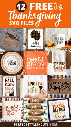 twelve free thanksgiving svg files for silhouettes and cricut