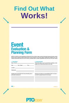 an event and planning form is shown with the words find out what works on it