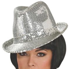 This Nwot Rubies Sequin Fedora Hat Has A Flexible Brim, Top Crease, And A Sequin Hat Band. The Hat Has A Foam Interior And Is Made Of Man Made Materials. Measurements (In Inches) Length-11 1/2, Width-10, Height-5. Measurements Include The Brim. K White Halloween Costumes, Silver Hat, Sequin Hat, Navy Hats, Baby Girl Accessories, Pirate Hats, Halloween Costume Accessories, Silver Sequin, Halloween Accessories