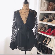 Nwot. Not Princess Polly Black Jumpsuits And Rompers For Spring Night Out, Chic Black Jumpsuits And Rompers For Brunch, Chic Black Jumpsuit For Brunch, Lace Long Sleeve, Long Sleeve Romper, Princess Polly, Long Sleeve Lace, Playsuit, Pant Jumpsuit