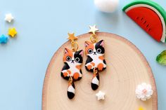 Calico Cat Dangle Earrings-calico Cat Earrings-cute Earrings-for Her-cat Gift-cat Mom Jewelry-cat Jewelry Gift for Women for Kids-cat Gift - Etsy Hypoallergenic Cat Ears Jewelry For Gift, Cute Orange Dangle Jewelry, Handmade Cat Ears Jewelry For Gift, Handmade Cat Ears Jewelry For Gifts, Hypoallergenic Cat Ears Earrings For Gift, Adjustable Cat Ears Earrings As Gift, Adjustable Cat Ears Earrings For Gift, Cute Handmade Cat Ears Jewelry, Cute Cat Ears Jewelry For Pierced Ears