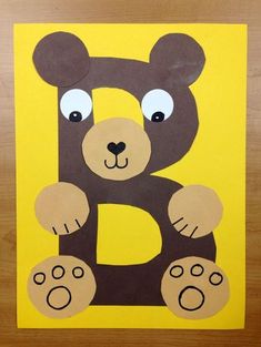 the letter b is for bear on yellow paper