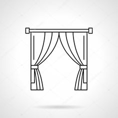 an open curtain on a white background