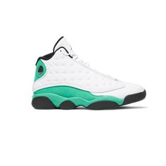 The Air Jordan 13 Retro Brings Back The Memorable Game Shoe That Michael Jordan Wore During The '97-98 Season, All The Way To His 6th Championship Title. All The Classic Details Are There Like The Quilted Overlay, Iconic Sculpted Midsole And Holographic Eye. Casual Green Jordan Shoes For Light Sports, Sporty Green Jordan Shoes With Round Toe, Green Sporty Synthetic Jordan Shoes, Casual Jordan Shoes With Air Cushioning And White Sole, Green Breathable Jordan Shoes For Streetwear, White Jordan Casual Shoes With Air Cushioning, Casual White Jordan Shoes With Air Cushioning, Green High-top Breathable Jordan Shoes, Casual Jordan Shoes With Air Cushioning