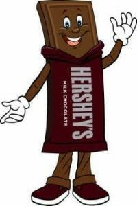 a chocolate bar mascot with his hands in the air