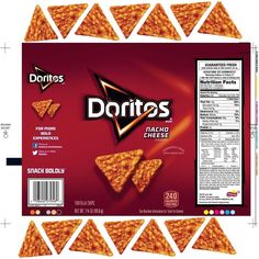 doritos nacho cheese chips are shown in this image, with the top portion missing