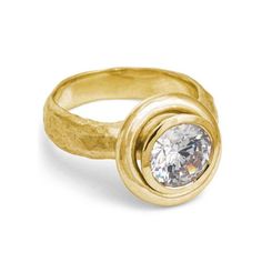 Saturn Ring • Yellow Gold-Brevard Luxury Diamond Ring With Smooth Bezel For Gift, Luxury Yellow Gold Crystal Ring With Bezel Setting, Everyday Diamond Ring, Saturn Ring, Rose Gold Solitaire Ring, Bezel Set Diamond Ring, Big Engagement Rings, Yellow Gold Solitaire Ring, Diamond Signet Ring