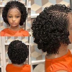 Braided wig made on a full lace wig.Wig just as pictured.Color is black.it’s a short wig. Micro twist wig.Specially handmade, handpicked for you.Easy to care & maintain.Care: wash with any shampoo of your choice. Condition & air- dry then you’re ready to wear.Stays curly..Thanks for your patronage. Glueless Braided Wigs, Braided Wigs For Black Women Lace, Braids In The Front Natural Hair Short, Curly Short Braids, Micro Twist Styles, Short Curly Crochet Hairstyles, Older Black Women Hairstyles Over 50, Crochet Styles For Black Women, Curly Braids For Black Women