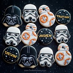 star wars cookies are arranged in the shape of storm troopers