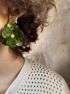 Flower Shape Drop Earrings GREEN-One_size Neck Wrinkles, Spring Summer Autumn Winter, Reindeer Headband, Leisure Fashion, Agate Earrings, Flower Hair Accessories, Polka Dress, Summer Party Dress, Red Agate