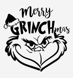 merry grinmas with an angry face and santa hat on it's head, in the shape of a heart