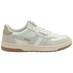 Buy Gola womens Hawk sneakers in white/white/gold online at gola.co.uk Retro Sneakers, Sneakers Online, Old Skool, White White, Shirt Accessories, Men's Collection, Ice Blue, Sneakers White, Blue Gold