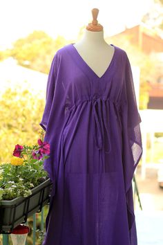 Kaftan Maxi Dress  Beach Cover Up  Caftan  by mademoisellemermaid, $68.00 Hawaiian Cruise, Elegant Swimwear, Maxi Dress Beach, Purple Stuff, Kaftan Designs, Short Kaftan, Kaftan Maxi Dress, Cruise Wear, Dress Beach