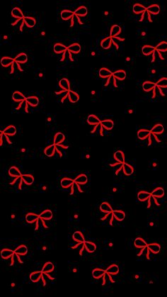 red bows and dots on black background