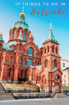 an old building with a steeple on top and the words helsiniki above it