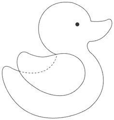 the outline of a rubber ducky is shown in black and white, with a dotted line drawn across it