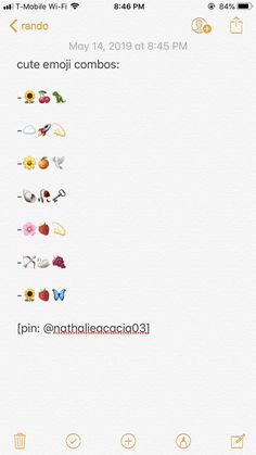 an iphone screen with the message'cute emoj combos'on it