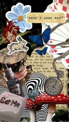 an altered collage with many different things in it