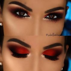 Daily Eye Makeup, Morphe Eyeshadow Palette, Makeup Suggestions, Morphe Eyeshadow, Christmas Eye Makeup, Red Eye Makeup, Drag Make-up, Red Eyeshadow, Eye Makeup Pictures