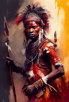 Embrace the power and strength of the Maasai warrior culture with this breathtaking finger painting art piece. Capturing the essence of the warrior in bold, colorful brushstrokes, this artwork will bring a touch of Africa into your home or office. The Maasai warrior is known for his bravery and courage, and this stunning finger painting art piece perfectly encapsulates these qualities. With its unique style and intricate attention to detail, this art piece is sure to be a conversation starter in African Abstract Art, Finger Paint Art, Warrior Paint, Afrique Art, Art Noir, Afrikaanse Kunst, Art African, Africa Art, Download Wall Art