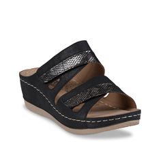 Good Choice-Havana Wedge Sandal The Havana wedge sandal from Good Choice has everything you need for stylish support. The adjustable hook and loop straps provide a perfect fit while the plush footbed cushions your steps. Black Wedge Sandals, Wedge Sandal, Hook And Loop, Wedge Heels, Havana, Wedge Sandals, Womens Sandals, Leather Upper, Perfect Fit