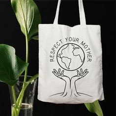 "Respect Your Mother Bag, Friendly Bag, Everyday Bag, Shopping Bag, Gift for Mom, Shoulder Bag, Gift to Her, Cotton Tote Bag, Cotton Tote Bag 6.0 oz., 100% cotton 20\" self-fabric handles 9\" handle drop Bottom gusset 15\"W x 16\"H x 3\"D" Respect Your Mother, Farmers Market Tote Bag, Music Tote Bag, Music Bag, Mothers Bag, Flowers Tote, Zipper Tote Bag, Personalized Tote Bags, Zippered Tote