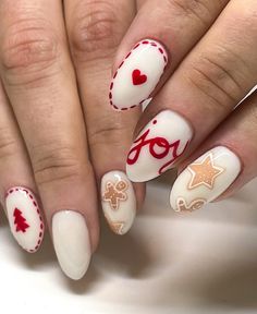 White Christmas Nails Design, White Christmas Nails, Casual Nails