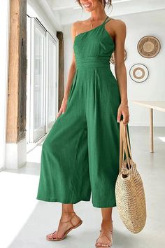 Spring Jumpsuits, Jumpsuit Fitted, Boho Jumpsuit, Outfit Chic, One Shoulder Jumpsuit, Jumpsuit Elegant