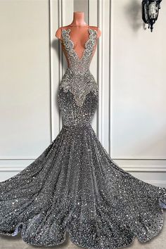 Mermaid Jewel Sequined Floor-length Sleeveless Appliques Lace Prom Dress-Ballbella Prom Dress Sleeveless, Sequins Prom Dress, Prom Dress Pictures, Gorgeous Prom Dresses, Senior Prom Dresses, Mermaid Sequin, Mermaid Bridesmaid Dresses, Sequin Prom Dress, Lace Prom Dress