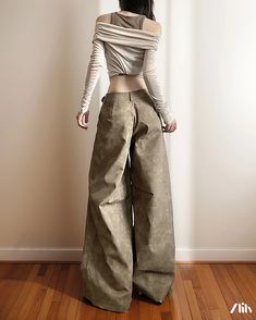 Zlily - Fashionable High-waisted Wide-leg Pants Condo Closet, Wide Leg Jeans Outfit, Technology Fashion, Fashion Materials, Pant Length, Diva Fashion, Cute Fits, Fitness Inspo, Straight Leg Pants