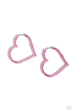 Embrace a vibrant flair with these electric pink heart silhouette hoop earrings. Designed to snugly curl around your ear, they create a playfully romantic look that is perfect for any occasion. Each earring is secured with a standard hinge closure, ensuring comfort and ease. With a diameter of approximately 1 1/2 inches, these hoops are a stunning accessory. Vintage Paparazzi, Heart Silhouette, Electric Purple, Wooden Bracelet, Jewelry Catalog, Party Necklace, Wooden Necklace, Vip Group, Ear Candy