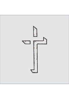 a drawing of a cross on a white background