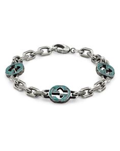 Gucci Sterling Silver Interlocking G Enamel Chain Link Bracelet Buy Gucci, Bracelet Online, Blue Bracelet, Chain Link Bracelet, Link Bracelets, Blue And Silver, Chain Link, Turquoise Bracelet, Silver Bracelet