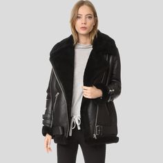 Luxury Black Shearling Leather Jacket, Luxury Soft Leather Jacket For Fall, Luxury Classic Leather Jacket For Winter, Luxury Urban Leather Jacket For Winter, Luxury Belted Biker Jacket For Winter, Luxury Belted Winter Biker Jacket, Cheap Black Biker Jacket For Winter, Luxury Timeless Fall Leather Jacket, Luxury Fitted Timeless Leather Jacket