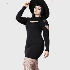 I’ve Tried It On Several Times But Never Worn It, And Now It’s The Wrong Size. I Hope It Can Be Loved By Someone Else. Fitted Witchy Mini Dress, Edgy Long Sleeve Halloween Mini Dress, Fitted Witchy Mini Dress For Alternative Fashion, Witchy Fitted Long Sleeve Mini Dress, Fitted Long Sleeve Witchy Mini Dress, Witchy Long Sleeve Fitted Mini Dress, Witchy Fitted Mini Dress, Witchy Long Sleeve Dresses For Night Out, Black Long Sleeve Witchy Mini Dress