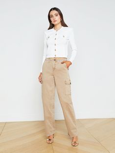 L'AGENCE Channing Trouser in Dark Latte Beige Classic Chinos For Fall, Classic Beige Chinos For Fall, Beige Relaxed Fit Cargo Pants For Fall, Classic Straight Leg Cargo Pants For Fall, Beige Straight Leg Cargo Pants For Fall, Classic Relaxed Fit Cargo Pants For Fall, Beige Chinos For Fall, Classic Neutral Pants For Fall, Fall Beige Chinos Trousers